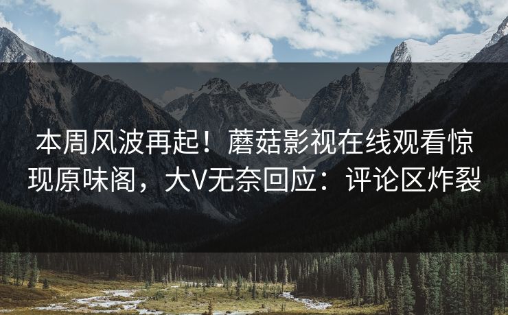 本周风波再起！蘑菇影视在线观看惊现原味阁，大V无奈回应：评论区炸裂