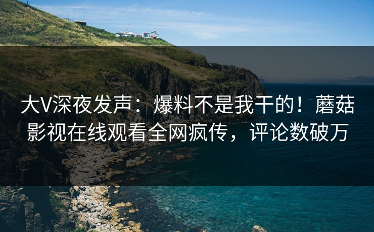 大V深夜发声：爆料不是我干的！蘑菇影视在线观看全网疯传，评论数破万