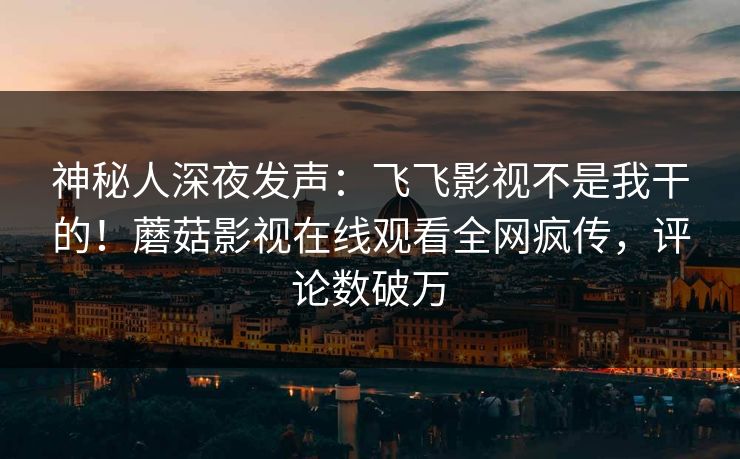神秘人深夜发声：飞飞影视不是我干的！蘑菇影视在线观看全网疯传，评论数破万