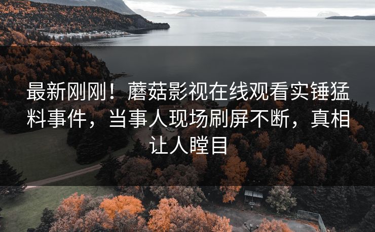 最新刚刚！蘑菇影视在线观看实锤猛料事件，当事人现场刷屏不断，真相让人瞠目