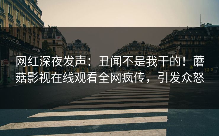 网红深夜发声：丑闻不是我干的！蘑菇影视在线观看全网疯传，引发众怒