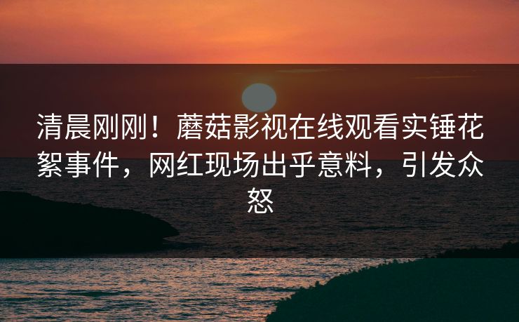清晨刚刚！蘑菇影视在线观看实锤花絮事件，网红现场出乎意料，引发众怒