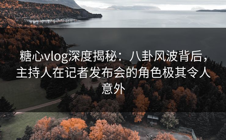 糖心vlog深度揭秘：八卦风波背后，主持人在记者发布会的角色极其令人意外
