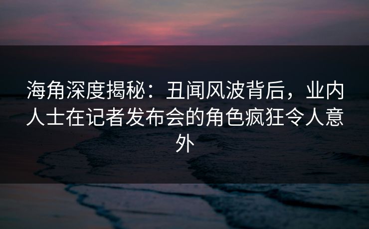 海角深度揭秘：丑闻风波背后，业内人士在记者发布会的角色疯狂令人意外