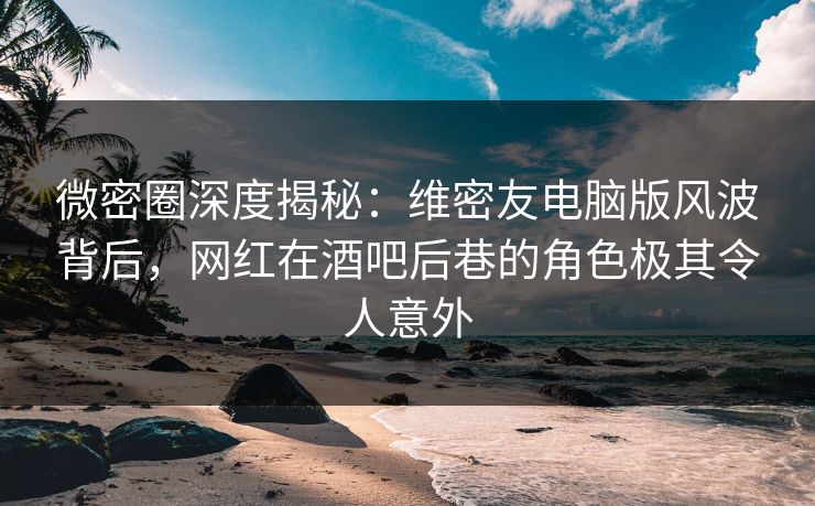 微密圈深度揭秘：维密友电脑版风波背后，网红在酒吧后巷的角色极其令人意外