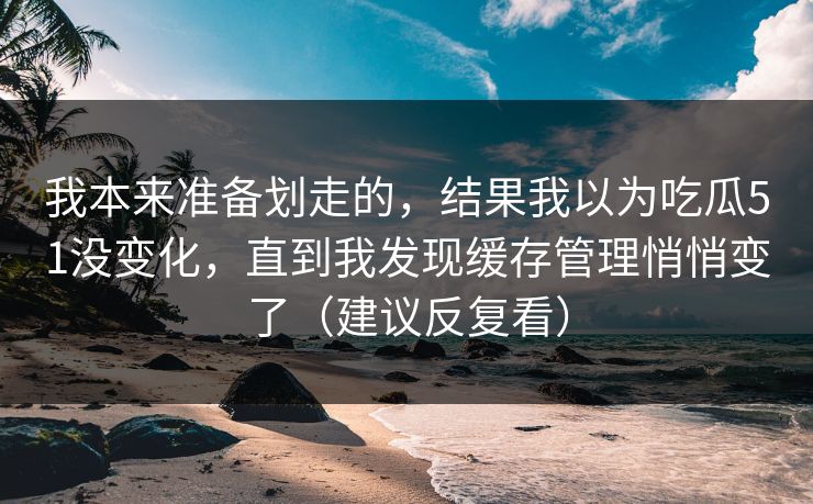 我本来准备划走的,结果我以为吃瓜51没变化,直到我发现缓存管理悄悄变了(建议反复看) 我本来准备划走的,结果我以为吃瓜51没变化,直到我发现缓存管理悄悄变了(建议反复看)
